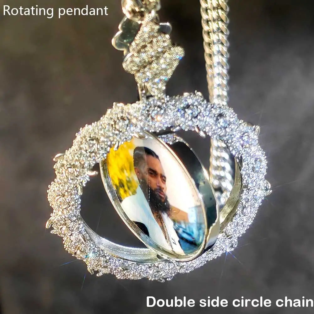 Statement Photo Pendant Necklace Rotating