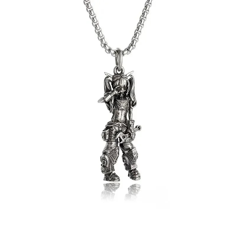 Cat Wings Animal Pendant Necklace — Silver
