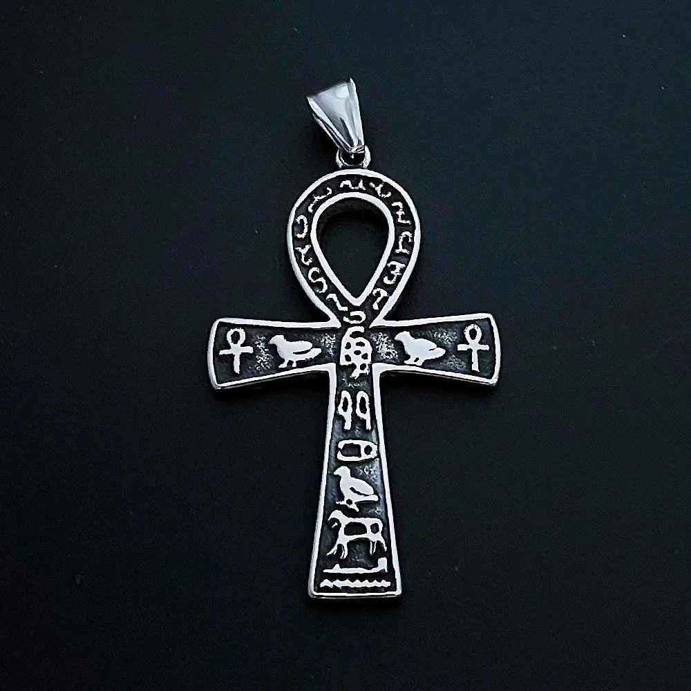Stainless Steel Ancient Egypt Eye of Horus Pendant Necklace Vintage Egyptian Pharaoh Amulet Rune Men's Necklace Jewelry