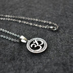 Iced Out OM Pendant Necklace — Stainless Steel