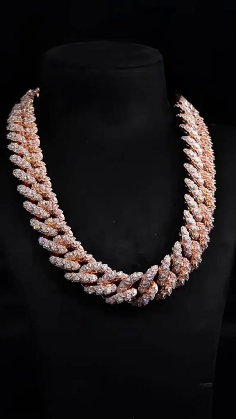 Iced Out Cuban Chain Statement Necklace — Silver-Tone