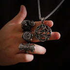 Snake Pentagram Pendant Necklace — Stainless Steel