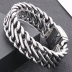 Massive Braided 20MM Width Chain Bracelet for Man Polished Stainless Steel Wrist Jewelry Accessories Men's Bracelets