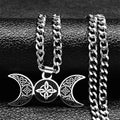 Celtic Moon Pendant Necklace — Stainless Steel