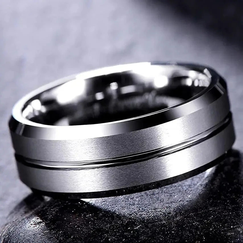 Fashion 8mm Silver Color Stainless Steel Rings For Men Women Never Fade Wedding Engagement Men Rings Party Jewelry Accessories