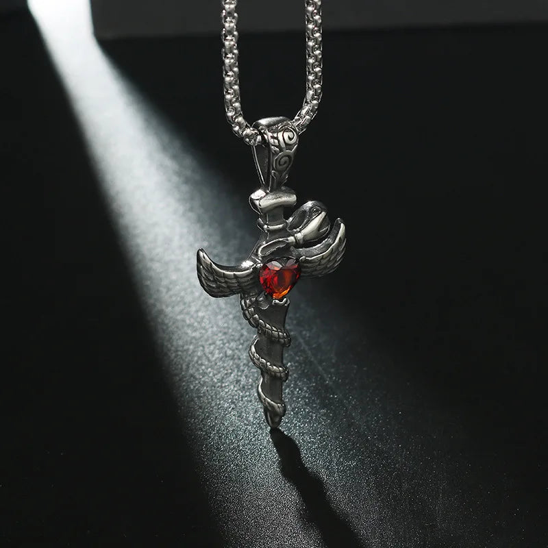 Cross Snake Steel Pendant European American Versatile