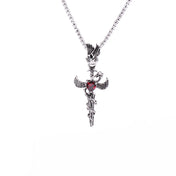 Heart-shaped Sword Wings Necklace Retro Punk style Pendant Jewelry Accessory for Women Men Personality Gifts