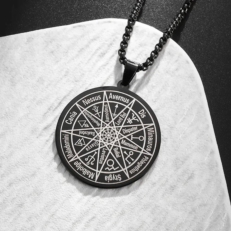 Stainless Steel Solomon Flower of Life Chakra Spirituality Necklace Archangel Sacred Geometry Metatron Pendant Jewelry Men Women