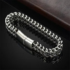 Stainless Steel Braided Double Row Front and Rear Fish Scale Alloy Magnetic Buckle Bracelet with Keel Jewelry Gifts Wholesale
