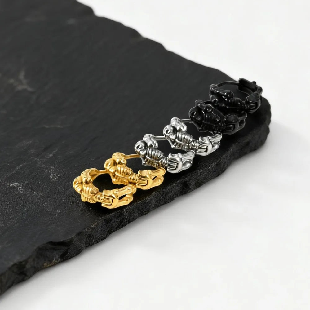 Skeleton Huggie Hoop Earrings — Stainless Steel