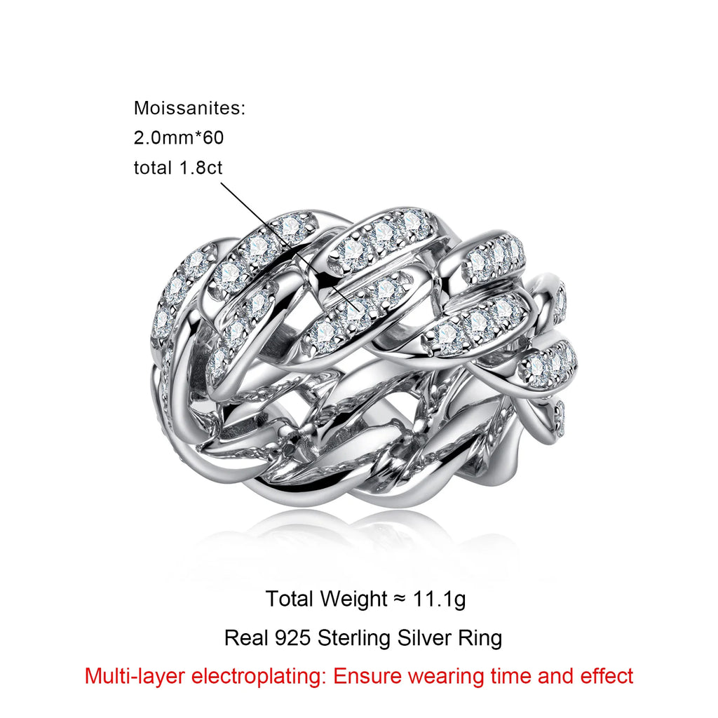 Iced Out Cuban Ring — 925 Silver