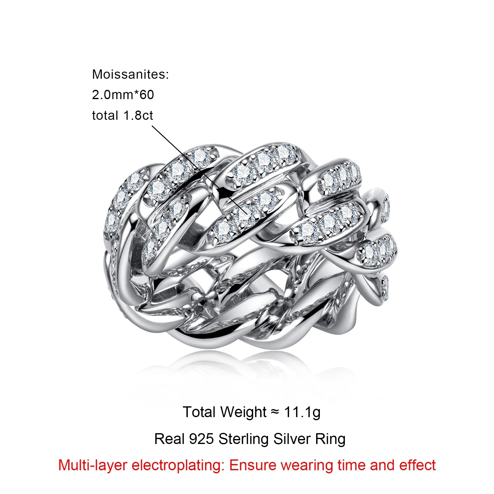 Iced Out Cuban Ring — 925 Silver