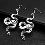 Star Snake Silver Earrings Witchcraft Hollow Moon