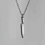 Mini Knife Pendant Necklace — Black-Tone