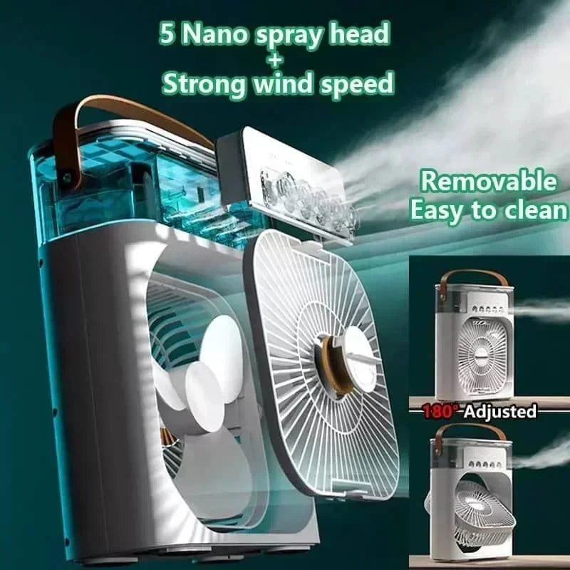 New 3 In 1 Fan AIr Conditioner Household Mini Air Cooler LED Night Light Portable Humidifier Air Adjustment Fan Office