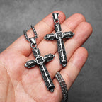 Engraved Cross Stainless Steel Pendant Necklace