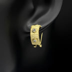 Two-Tone Earrings Vintage Small Sterling Zircons