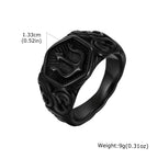 Trident Stamp Black Signet Ring — Stainless Steel