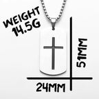 Cross Bible Tag Pendant — Stainless Steel