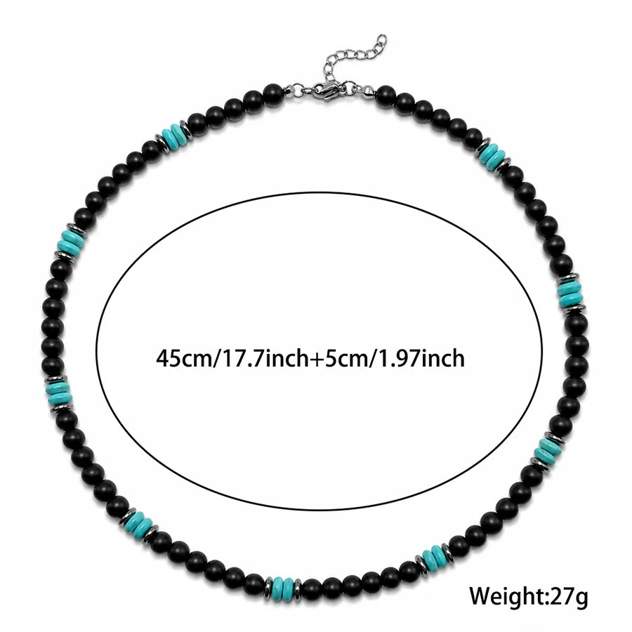 New Natural Black Stone Men Necklace Matte Lava Obsidian Beads Healing Meditation 45cm Collar Jewelry Charm Homme Neck
