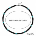 New Natural Black Stone Men Necklace Matte Lava Obsidian Beads Healing Meditation 45cm Collar Jewelry Charm Homme Neck