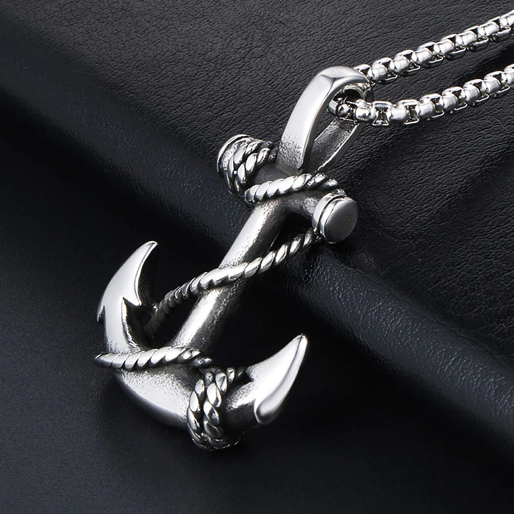 Viking Anchor Pendant Necklace — Stainless Steel
