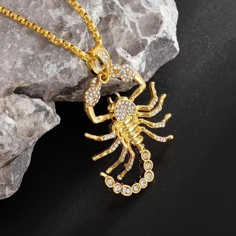 High Quality Zircon Scorpion Lobster Pendant Necklace, Hip Hop Rock Party Jewelry Accessories for Men Women