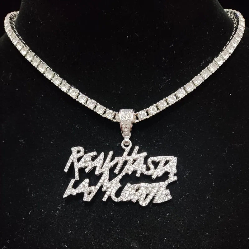Men Women Hip Hop Letter Pendant Necklace 4mm Tennis chain Iced out Bling Bling Hiphop pendants Necklaces Fashion Charm