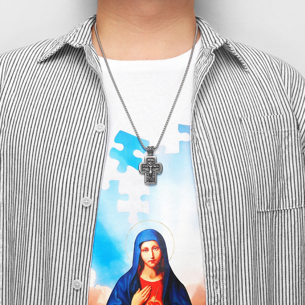 Religion Jesus Cross Stainless Steel Men Women Necklaces Pendants Chain Punk Gothic Trendy Jewelry Creativity Gift Wholesale