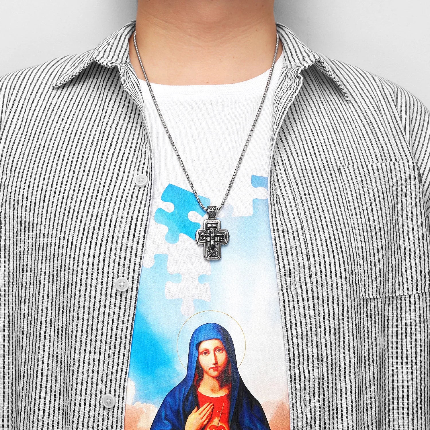 Religion Jesus Cross Stainless Steel Men Women Necklaces Pendants Chain Punk Gothic Trendy Jewelry Creativity Gift Wholesale