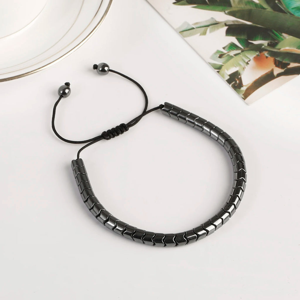 New Arrow Hematite Elastic Bracelet Men Jewelry Armband Heren Fashion Beaded Yoga Bracelet Women Bileklik