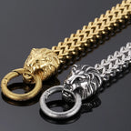 Lion Head With Square Franco Link Chain Bracelet for Man Stainless Steel Men's Bracelets Masculine Jewelry Birthday