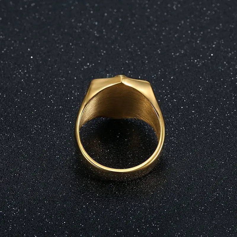 Knights Templar Zircon Ring — Stainless Steel
