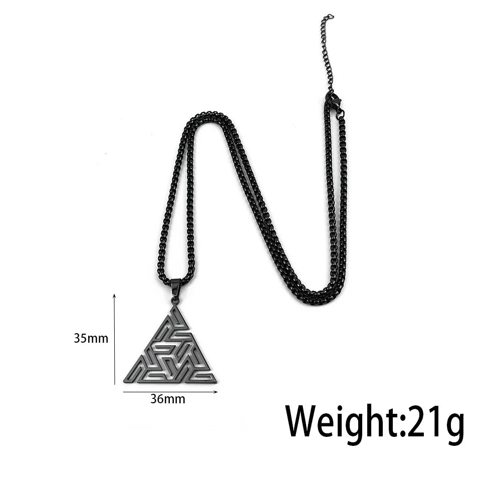 Fashion Men Stainless Steel Necklace Triangle Pendant Hip Hop Necklaces for Men Creative Jewelry Accessories Anniversary Gift