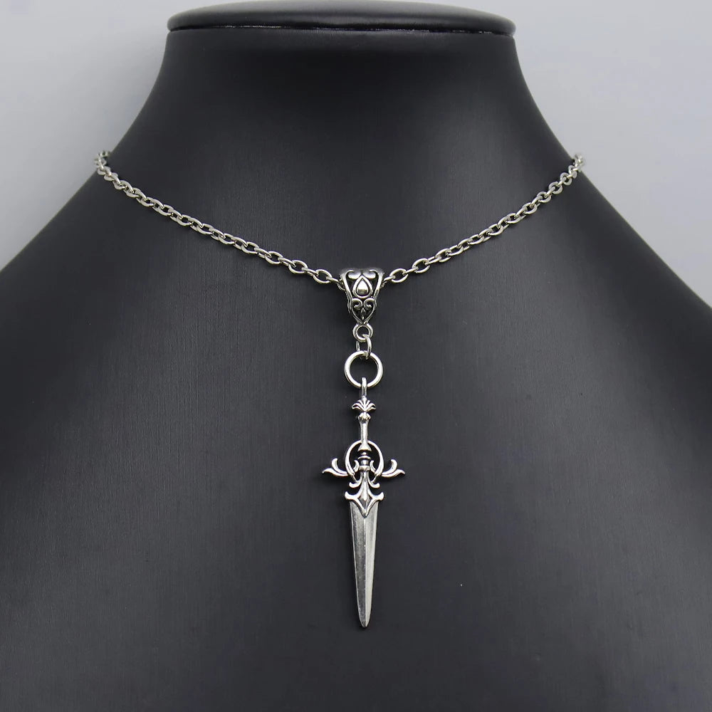 Gothic Medieval Sword Blade Pendant Necklace — Zinc Alloy