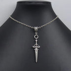 Gothic Sword Necklace Antique Medieval Blade Pendant Punk Men Women Vintage Street Neck Accessories