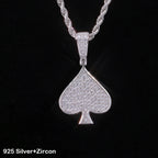 925 Silver VVS Moissanite Ace Spade Pendant