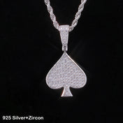 Silver-Tone VVS Moissanite Ace Spade Pendant