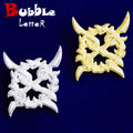 Bubble Letter Iced Out X Shape Flower Necklace Pendant for Men Real Gold Plated Cubic Zirconia Hip Hop Jewelry