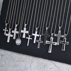 Cross Silver Pendant Necklace — Stainless Steel