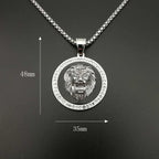 Men's Fashion Titanium Steel Gold Plated Rhinestones Lion Head Animal Pendant Necklace Hiphop Punk Personality Jewelry