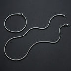 Silver-Tone Snake Chain Necklace Bracelet Set, 3mm