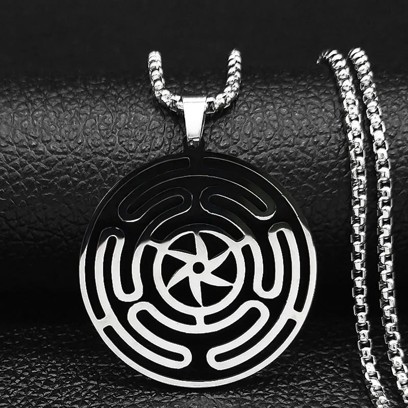 Hecate Wheel Pendant Necklace — Stainless Steel