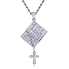 Iced Out Bible Cross Pendant — 925 Silver
