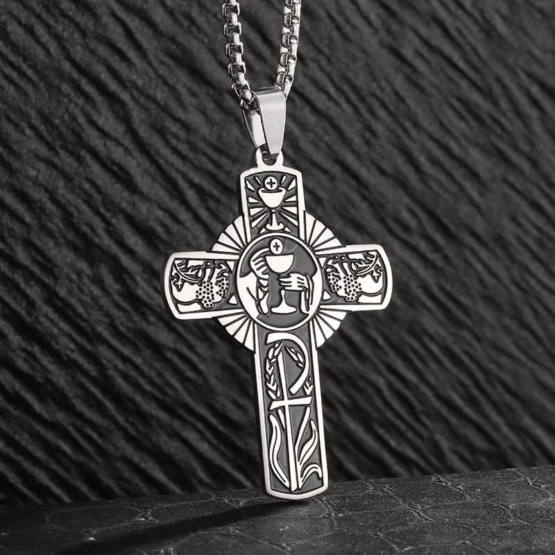 Vintage Catholic Cross Pendant Necklace — Amulet