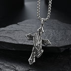 Stainless Steel Cross Praying Hands Pendant Necklace