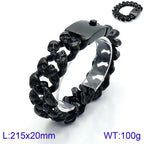 Personalized Skull Bracelet Men‘s Punk Chunky Stainless Steel Accessories Polished Gold Color Cuban Chain Trendy Jewelry