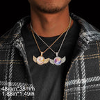Angel Wing Photo Pendant Necklace Iced Out CZ