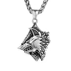 Viking Wolf Head Geri and Freki Necklace — Stainless Steel