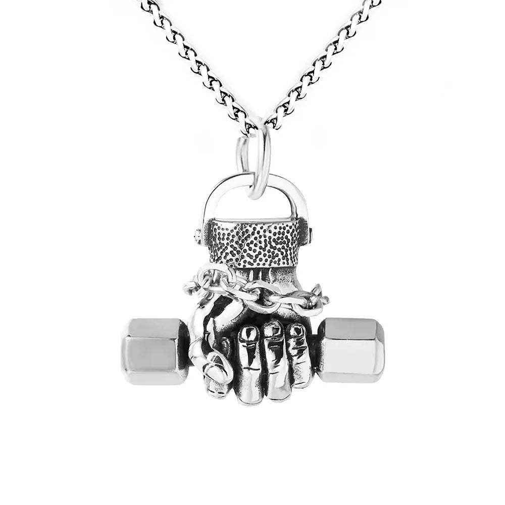 Retro Strength Fist Hand Pendant Necklace Stainless Steel Clenched Fist Hand Amulet Pendant Unisex Gothic Hip Hop